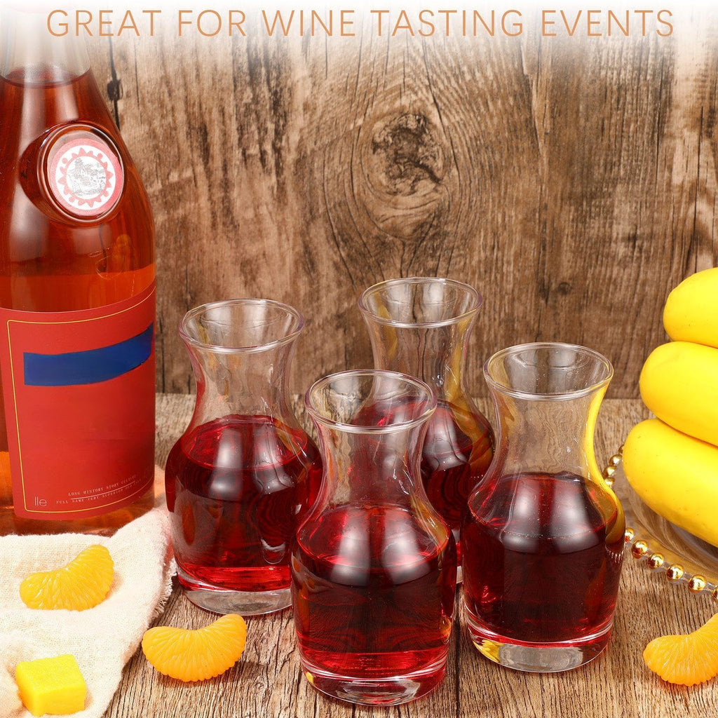 6 Pack Wine Carafes Glass Small Single Serving Decanter, 6.5 oz