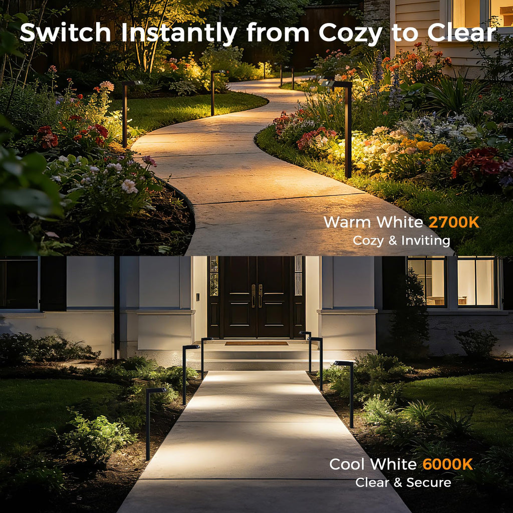 Solar Pathway Lights, 8 Pack Metal Motion Sensor Outdoor Lights