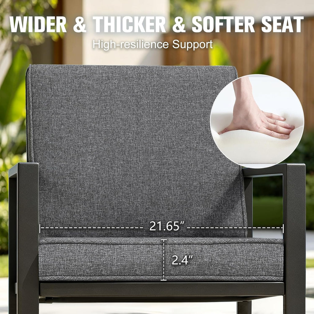 Outdoor Swivel Bar Stools Set of 4, Patio Bar Height Swivel Stools with Cushions Balcony Backyard, Grey