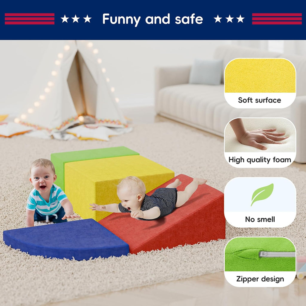 Foam Climbing Blocks for Toddlers 1-3, Piece Soft Play Set Toddler Climbing Toys Indoor, Climb Crawl Activity Play