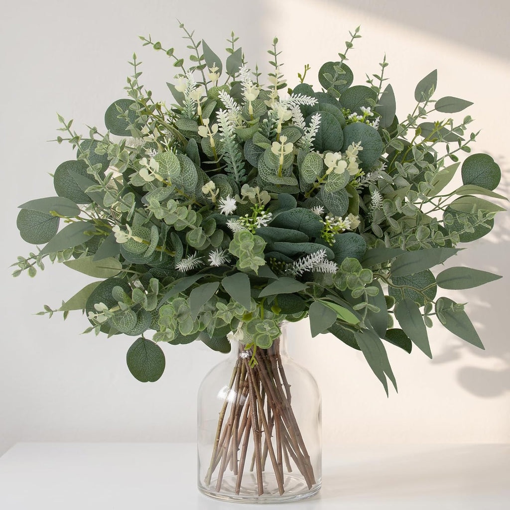 Artificial Eucalyptus Stems, Mixed Greenery Stems for Decor - Set of 135