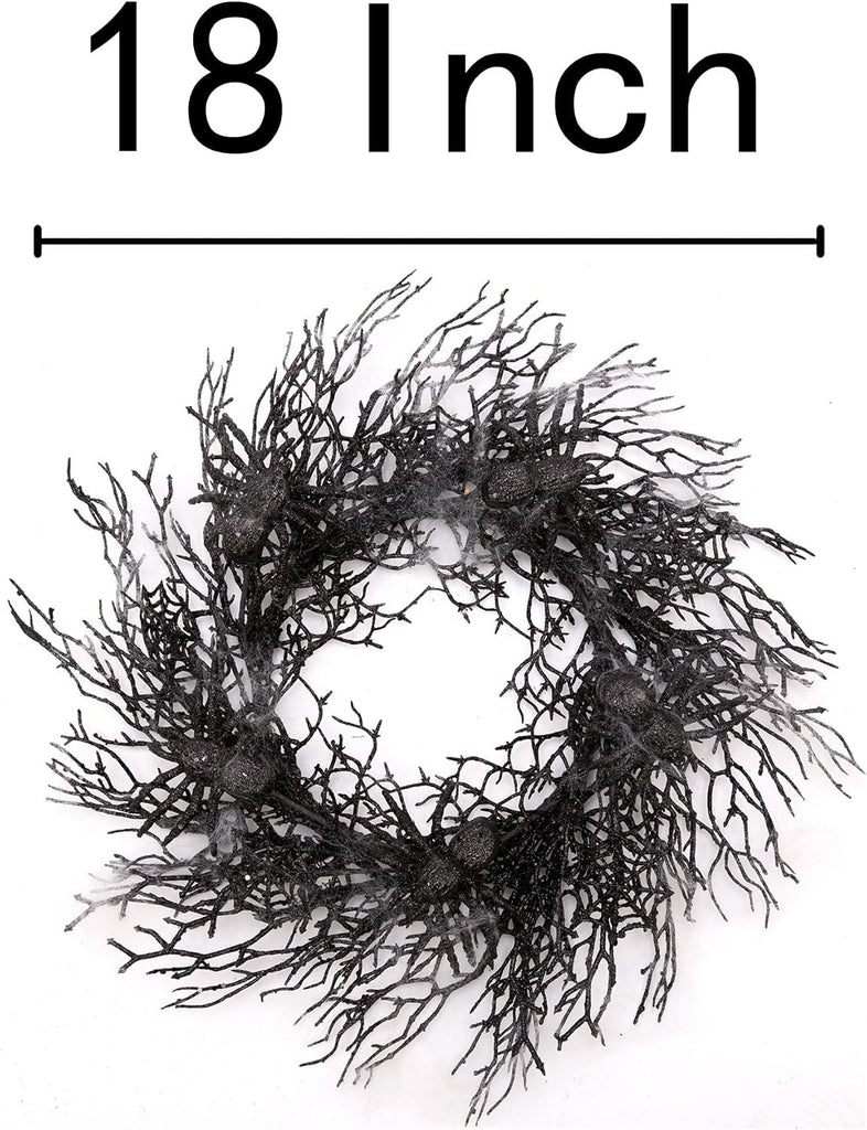 Inch Halloween Wreath Black Wreath with Spiders and Webs Door Wreath with Halloween Decorations for Halloween - Set of 498