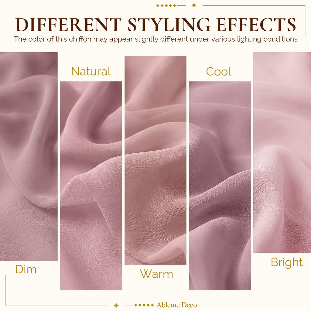Chiffon Fabric by The Yard 60" x 5 Yards, Soft Sheer Draping (Dusty Rose)
