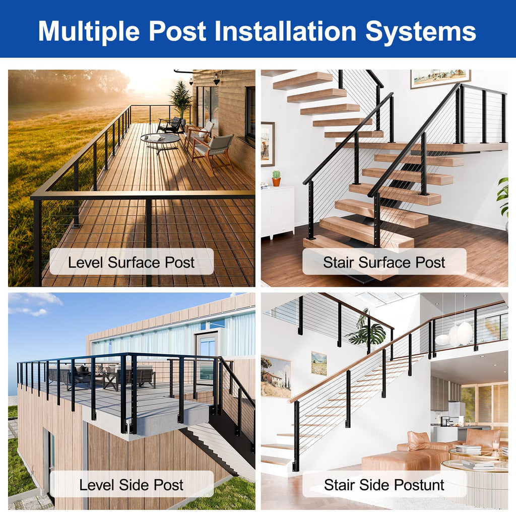 2Pack 10FT Stainless Steel Black Cable Railing Handrail