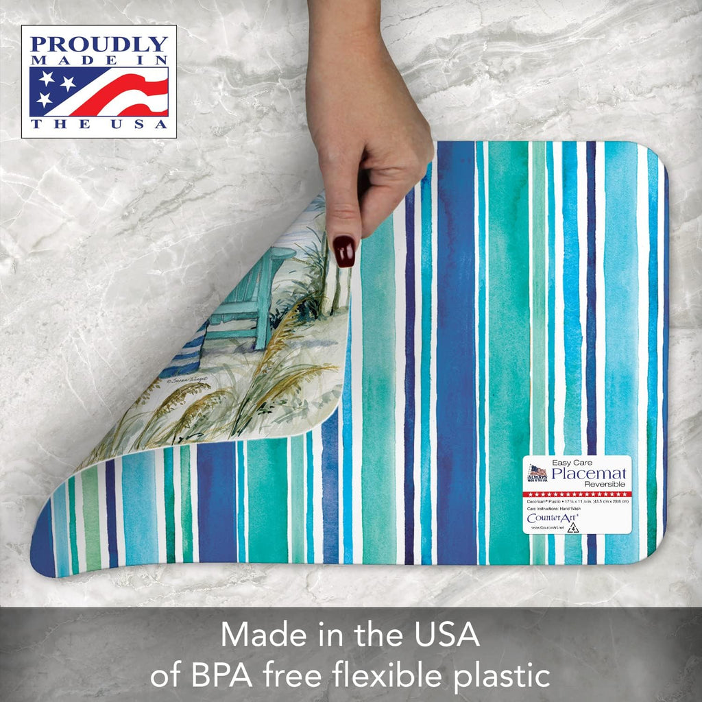 Chairs By The Sea Reversible Easy Care Placemat 4 Pack - Set of 4