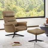 Modern Reclining Swivel Lounge Chair and Ottoman — Genuine Leather