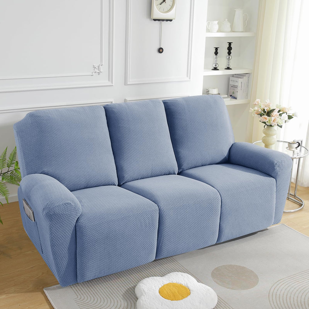 8-Piece Recliner Sofa Covers Stretch Jacquard Couch Covers for Recliner Slipcovers 3 Cushion Soft Recliner Protector