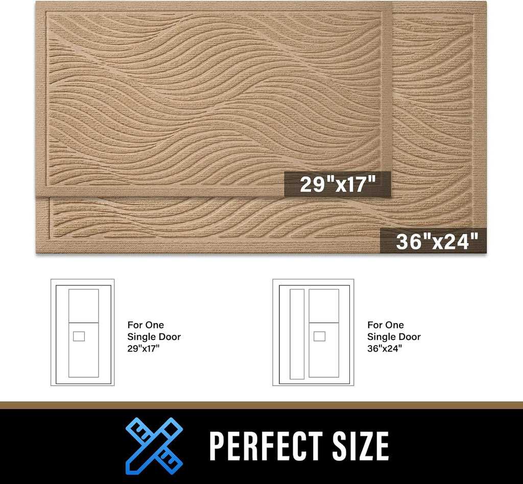 Front Door Mat Outside Entrance, Absorbent and Dirt Resistant Welcome Mat Indoor Outdoor, Non-Slip Backing Entry Mat