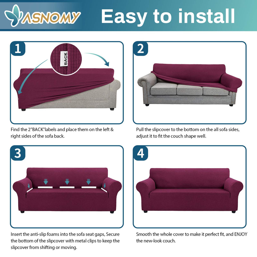 Stretch Oversized Couch Covers for Sofa Slipcover, Wine Red