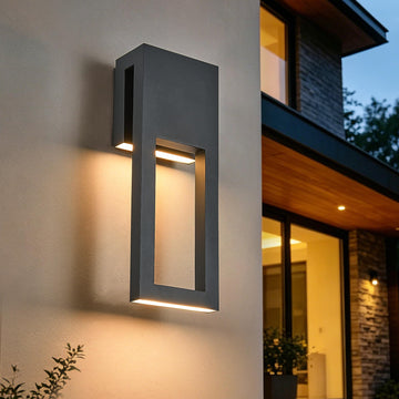 Modern Outdoor Wall Light, 3000K Warm White, IP65 Waterproof, 20W Integrated LED Sconce, Textured Black Finish with
