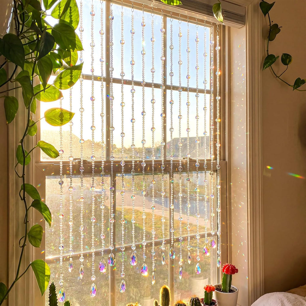 12 Pcs Crystal Garland Strands Colorful Crystals Suncatcher Hanging Suncatcher with Chain Pendant Ornament for Window