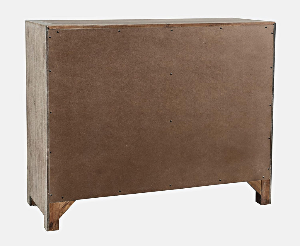 Accent Chest with 2 Doors and 2 Shelves, Acacia Wood Mid-Century Modern Storage Cabinet Bedroom, Grey Wash