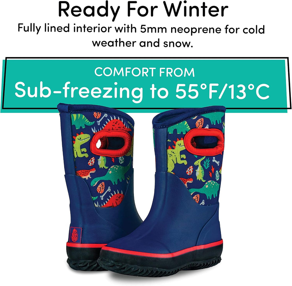 Insulating Kids Muck Boots with Pull-On Design for Boys and Girls