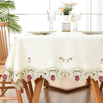 Jacquard Floral Embroidered Rectangle Tablecloth 60 x 84 inch