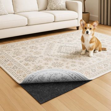 5x7 FT Non Slip Rug Pad,100% Waterproof Felt Rug Pad for Hardwood Floors,1/8" Thick Soft Carpet Pad with Natural