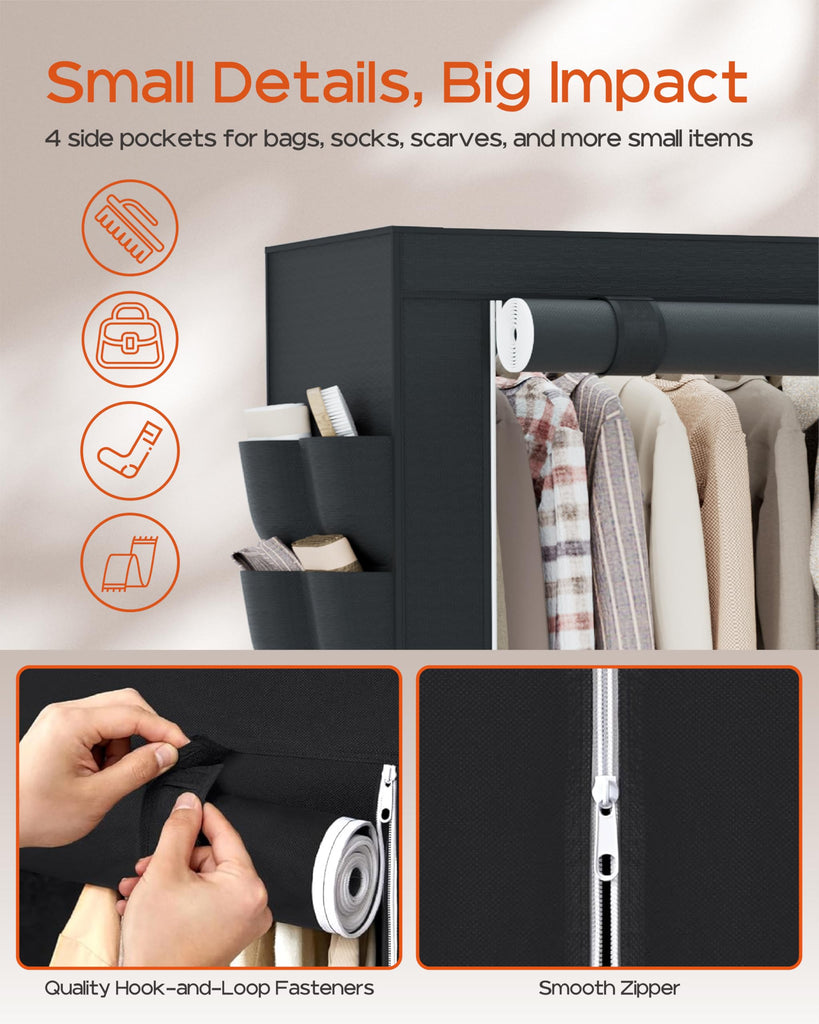 Portable Closet, 81.5 Inch Extra Large Capacity Wardrobe Closet with Cover, Clothes Storage Organizer with Shelves