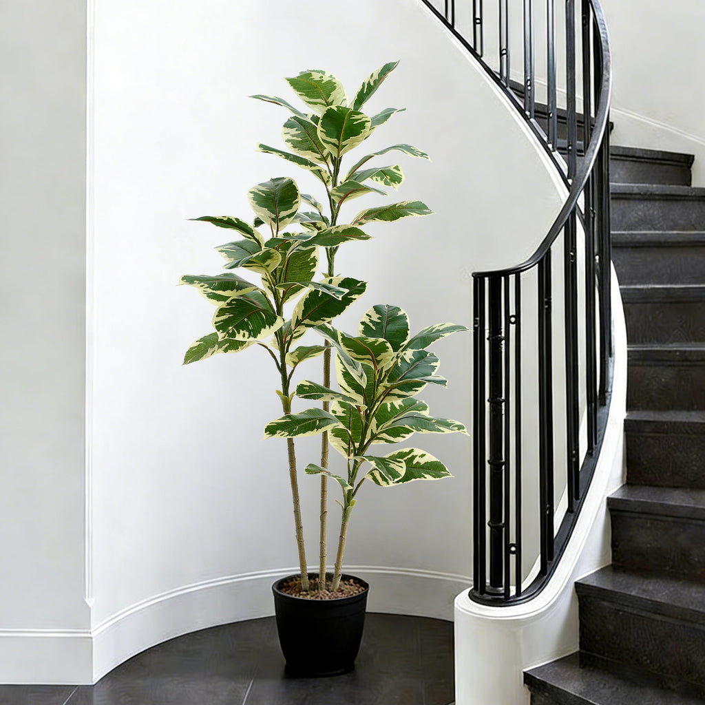 Artificial Rubber Plant 5FT, Large Tropical Fake Tree Indoor