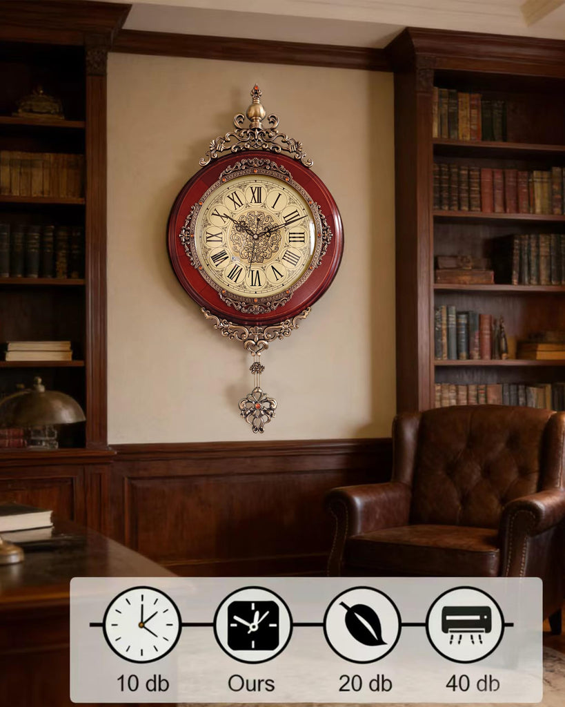 Vintage Wall Clocks Pendulum Silent Large Wall Clock Roman Numeral