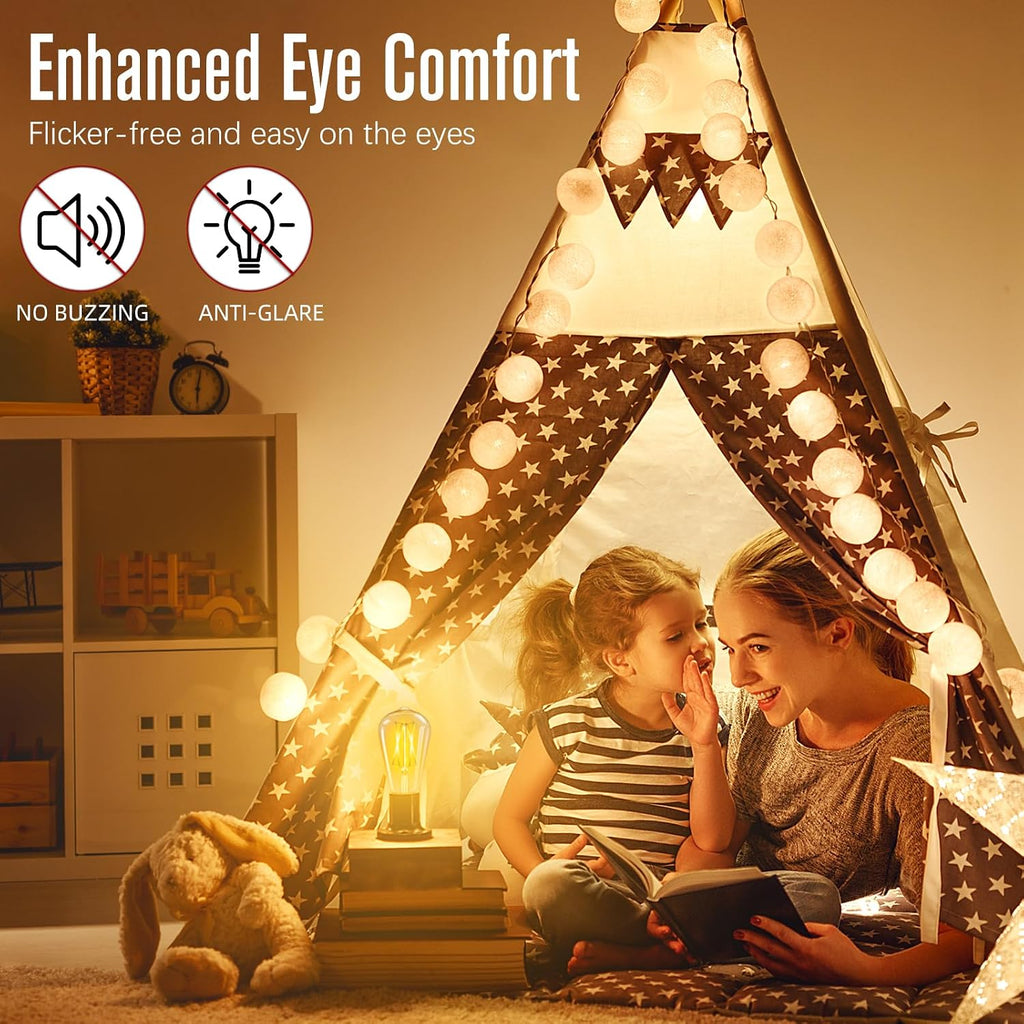 LED Edison Bulbs Dimmable, E26 Bulb 60 watt Equivalent, Soft White 2700K, ST58 Vintage Light Bulbs, 90+ CRI, 6W