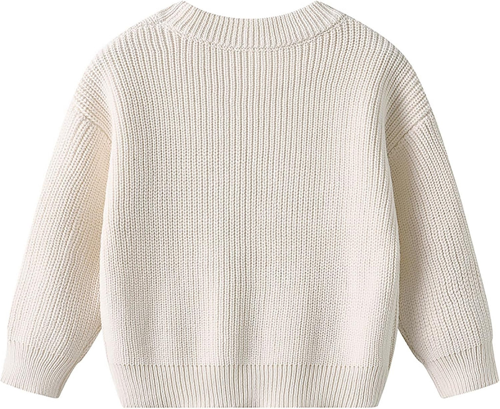 Baby Knit Sweater Toddler Boys Girls Warm Sweater Soild Pullover Round Neck Top Clothes Fall Winter Outfits