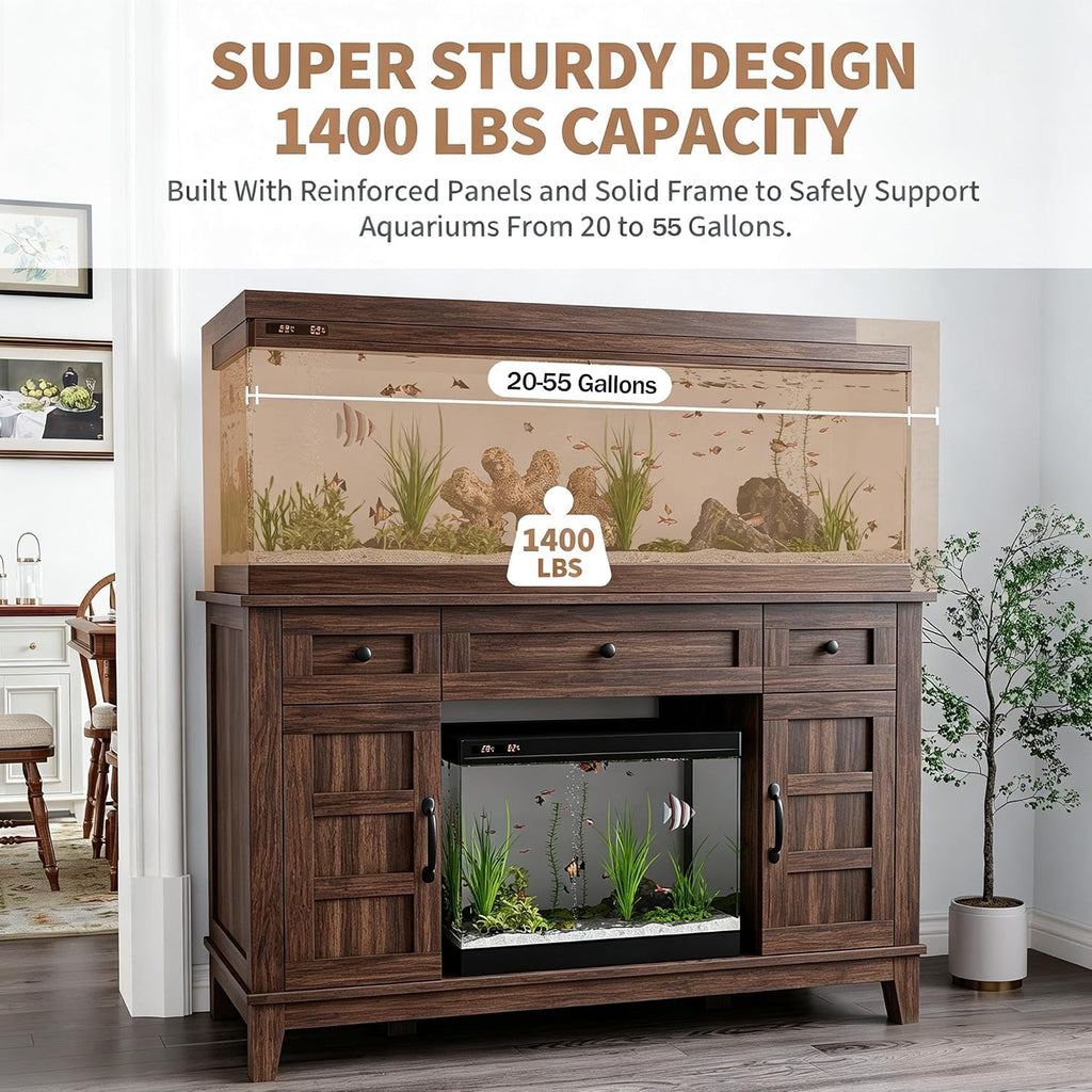 55 Gallon Aquarium Stand, 1400LBS Heavy Duty Fish Tank Stand