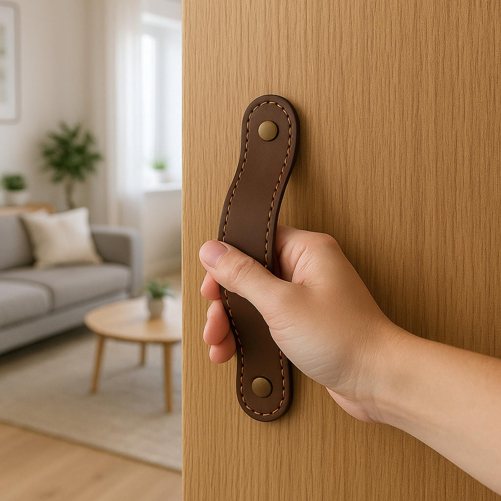 Drawer Handles Dresser Pulls Handmade from Thick Full Grain Leather Durable Versatile and Pre-Made Holes Stylish Home