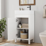IDEALHOUSE 16" Bathroom Vanity with Sink, Freestanding Wooden Bathroom Vanity Cabinet with Soft-Closing Door and Metal Handle, Modern Floor Standing Storage for Small Spaces，White