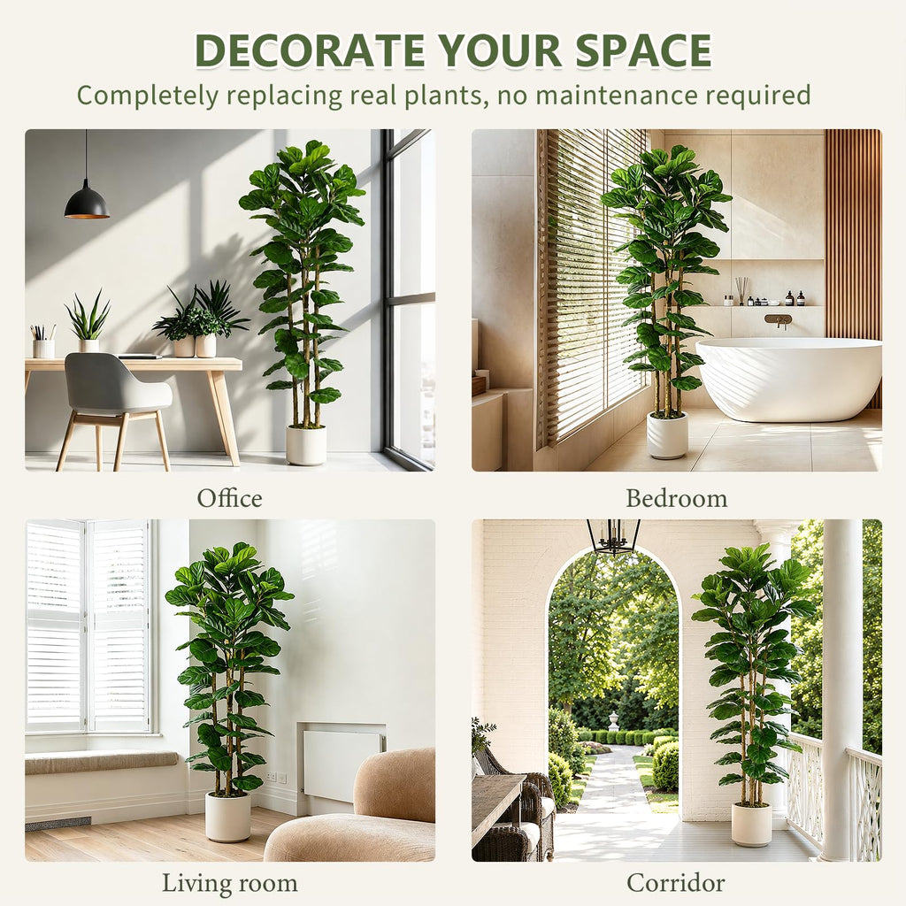 4ft Artificial Fiddle Leaf Fig Tree with White Planters