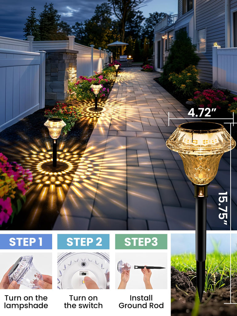 Solar Pathway Lights, Waterproof Fall Garden Decor 6 Pack Warm White