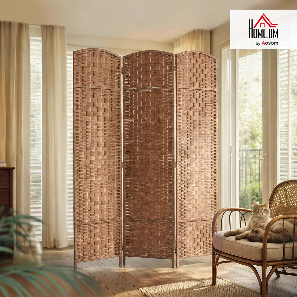 Room Divider 3-Panel, 6FT-Tall Folding Privacy Screen, Natural