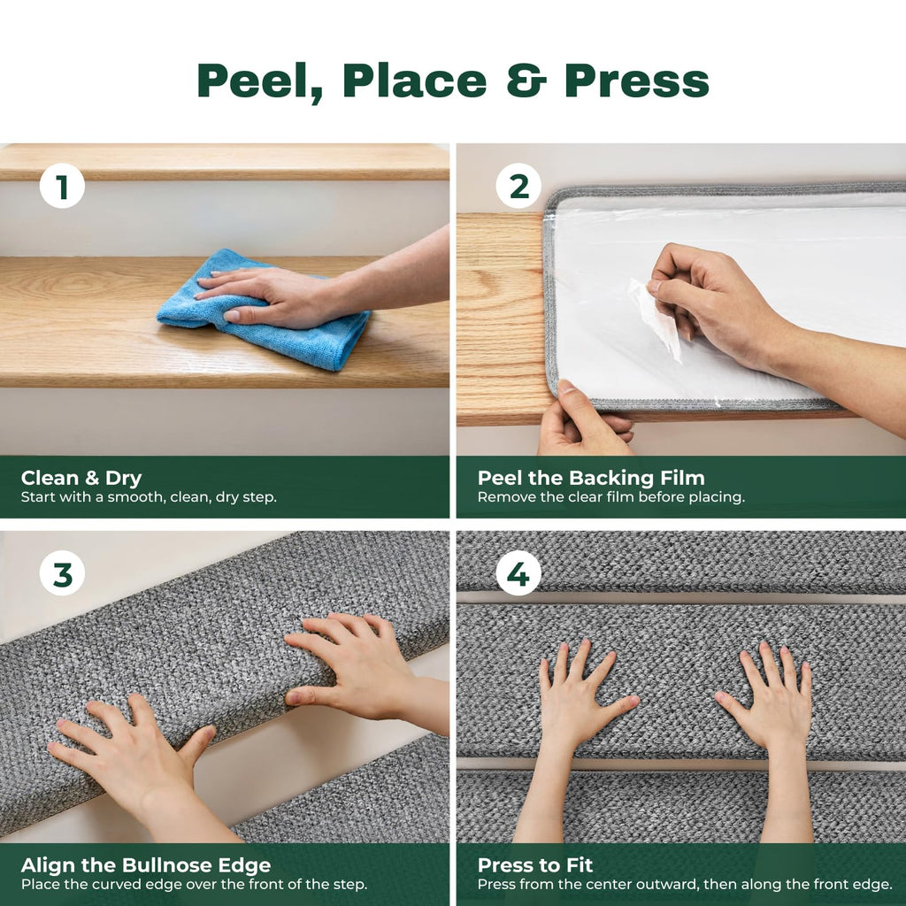 Bullnose Carpet, 14 Pack, 9.5"x30", Heat-Pressed