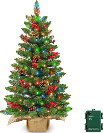 Timer 3 ft Artificial Mini Christmas Tree, Tabletop Small Christmas Trees