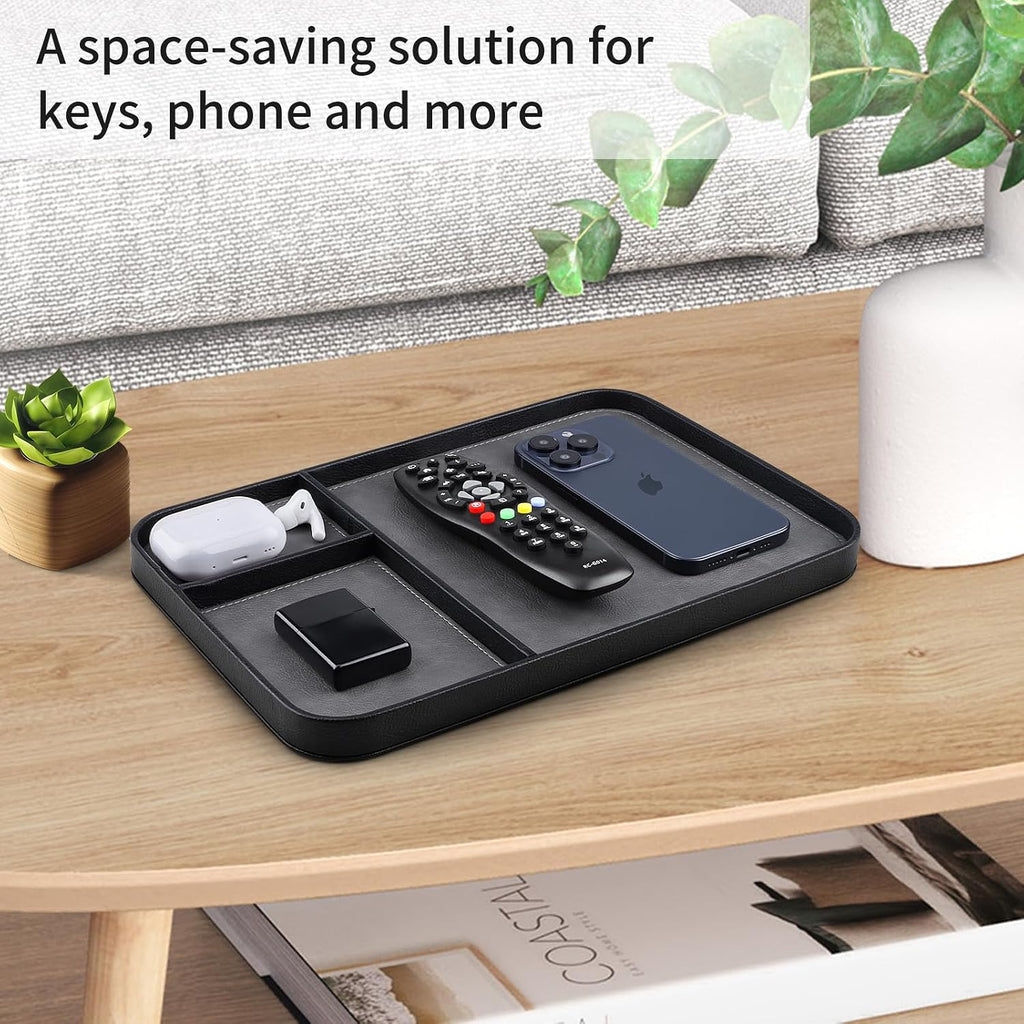 Leather Tray, Stylish and Organized Multifunctional Tray, for Table Entryway, Premium PU Leather, Catchall Tray