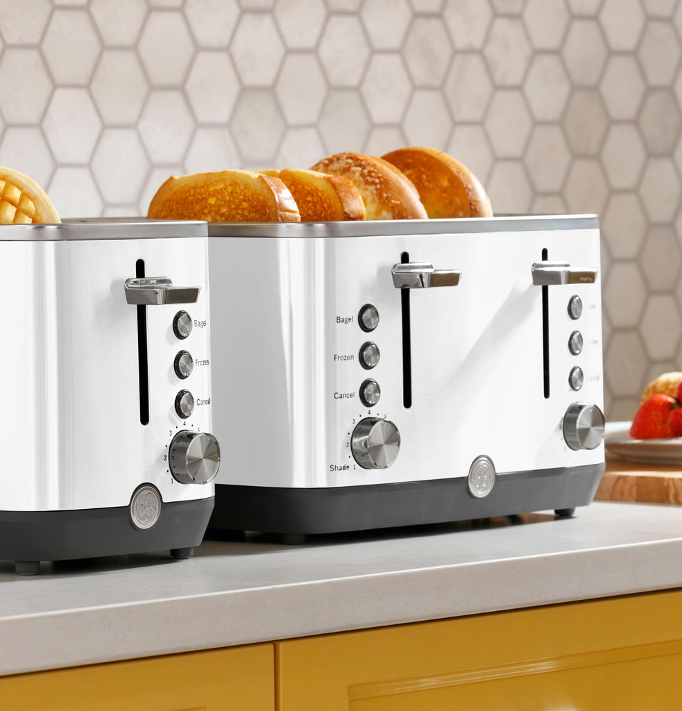 GE 4 Slice Toaster | Extra Wide Slots for Bagels, Breads, Waffles & More | 7 Shade Options | Countertop Kitchen