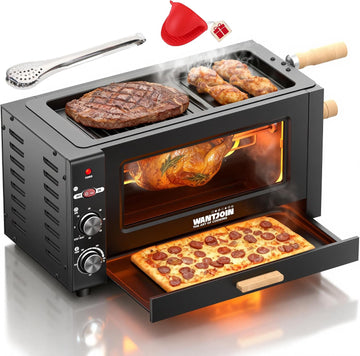 Electric Rotisserie Oven - 26QT 3-Layer 3-in-1 Rotisserie Oven For Simultaneous Cooking, 360°Auto-Rotate Heating