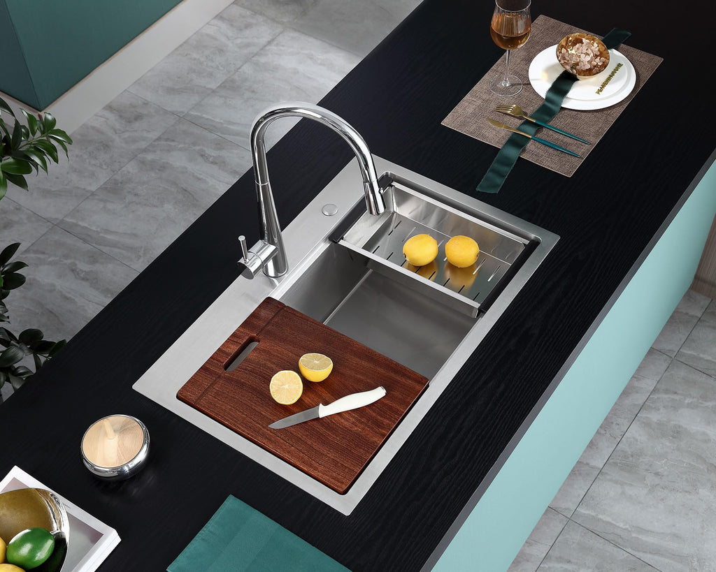 30"x18" Drop in Workstation Kitchen Sink with 2 Holes