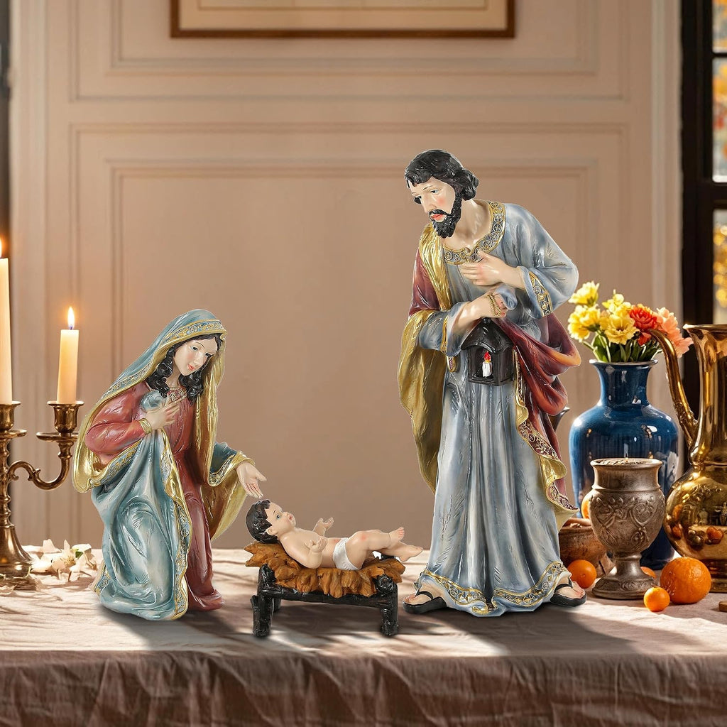 21" Extra-Large Holy Family Statue, 3-Piece Nativity Sets & Figures, Sculpture of Mary Joseph and Jesus, Christmas