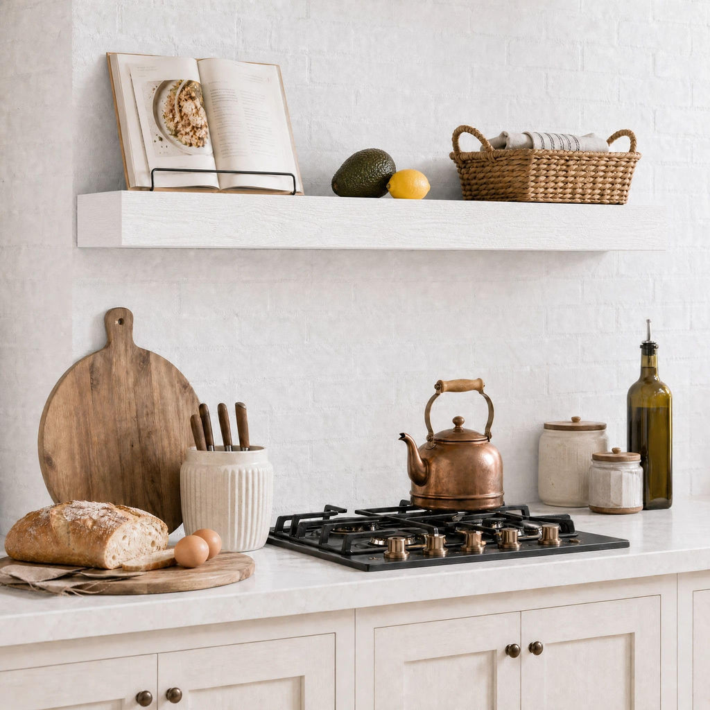 60 Inch Solid Wood Fireplace Mantel Shelf, Classic White