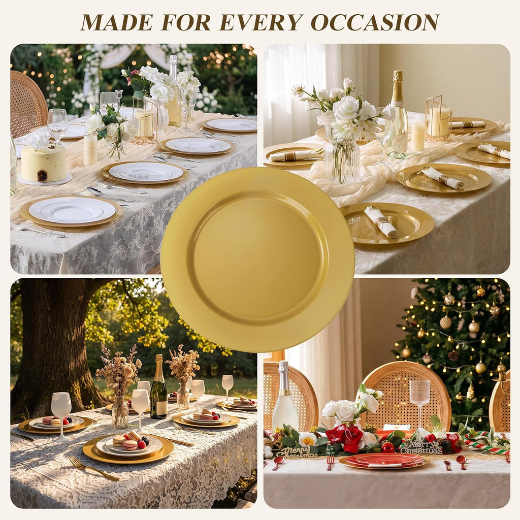 Inch Gold Plastic Charger Plates - Set of 100