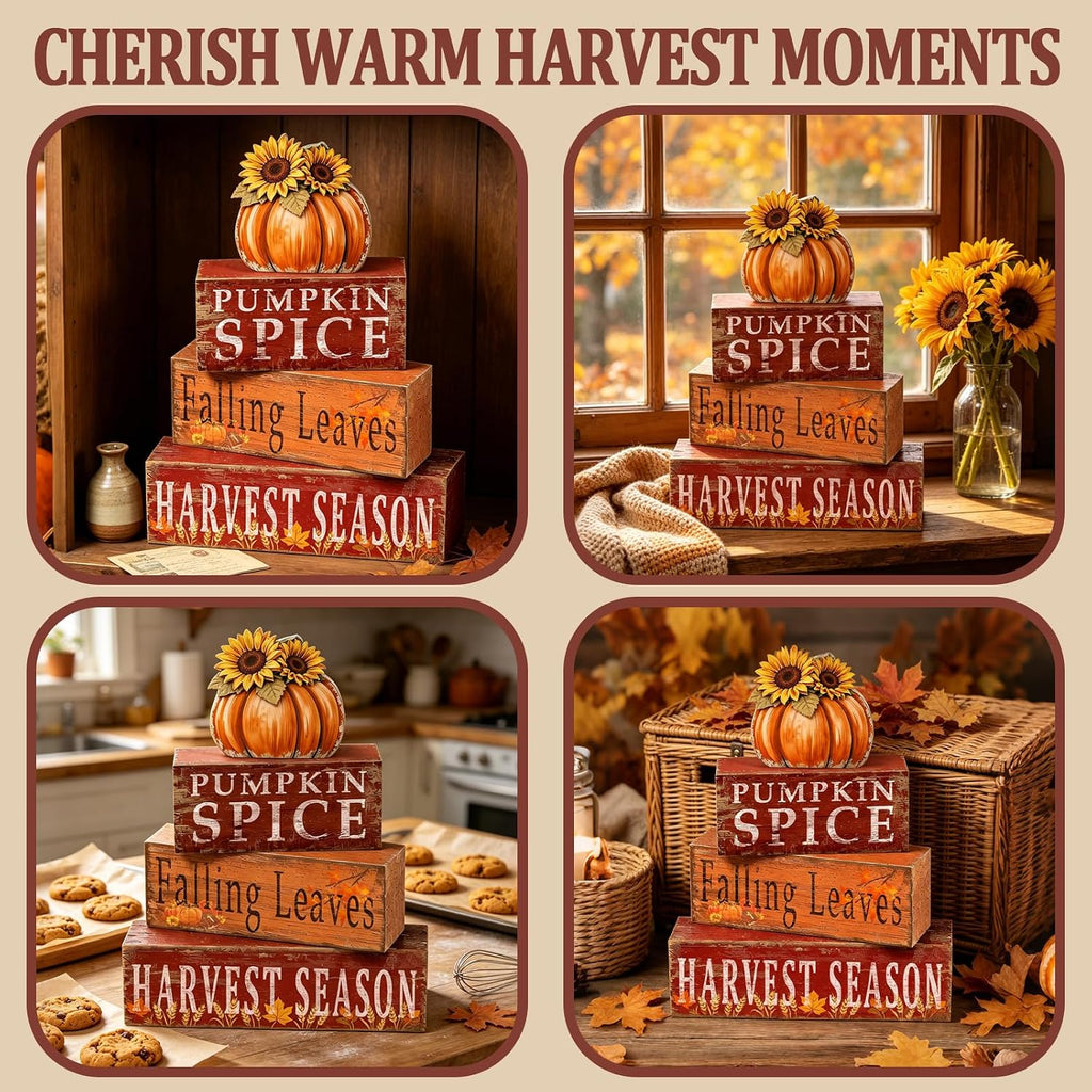 Fall Pumpkin Decor, Fall Decorations - Set of 4