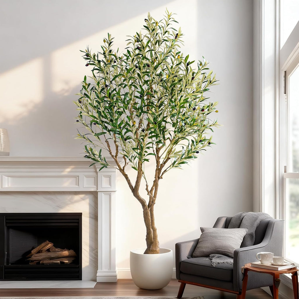 6ft Faux Olive Tree with Pot & Moss Artificial Olive Plant Fake Olive Tree Decor, Large Indoor Artificial Trees Faux