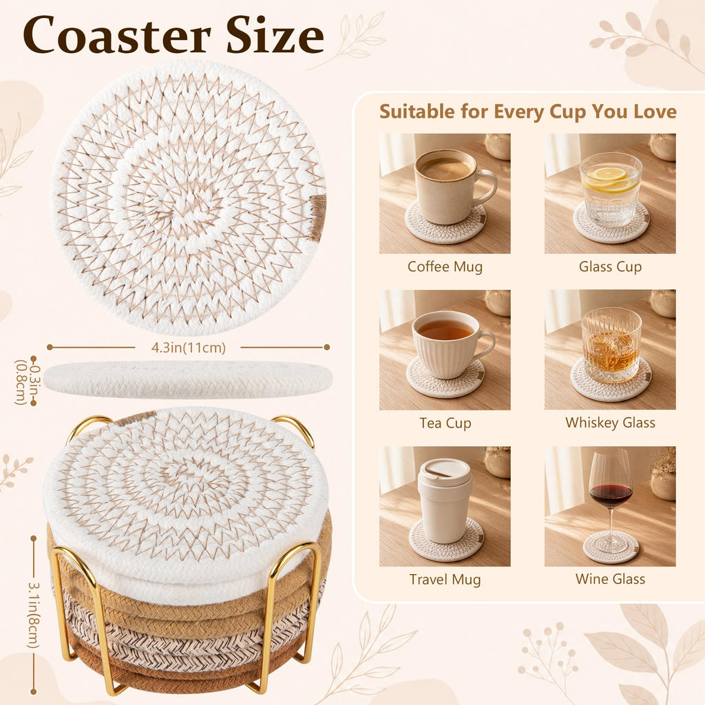 8 Pcs Coasters with Holder for Beer, Coffee -Christmas Mixed Color