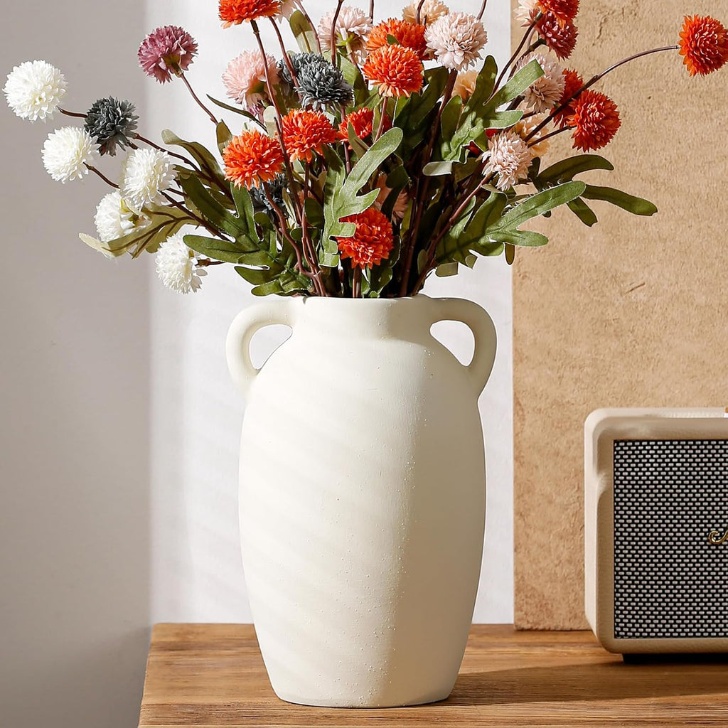 White Ceramic Vase-Boho Decorative Vase,Terracotta Tall Vases Decorative Pottery are Suitable