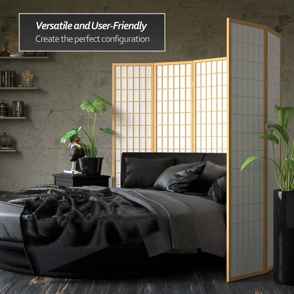6 ft. Tall Window Pane Shoji Screen - Natural - 6 Panels