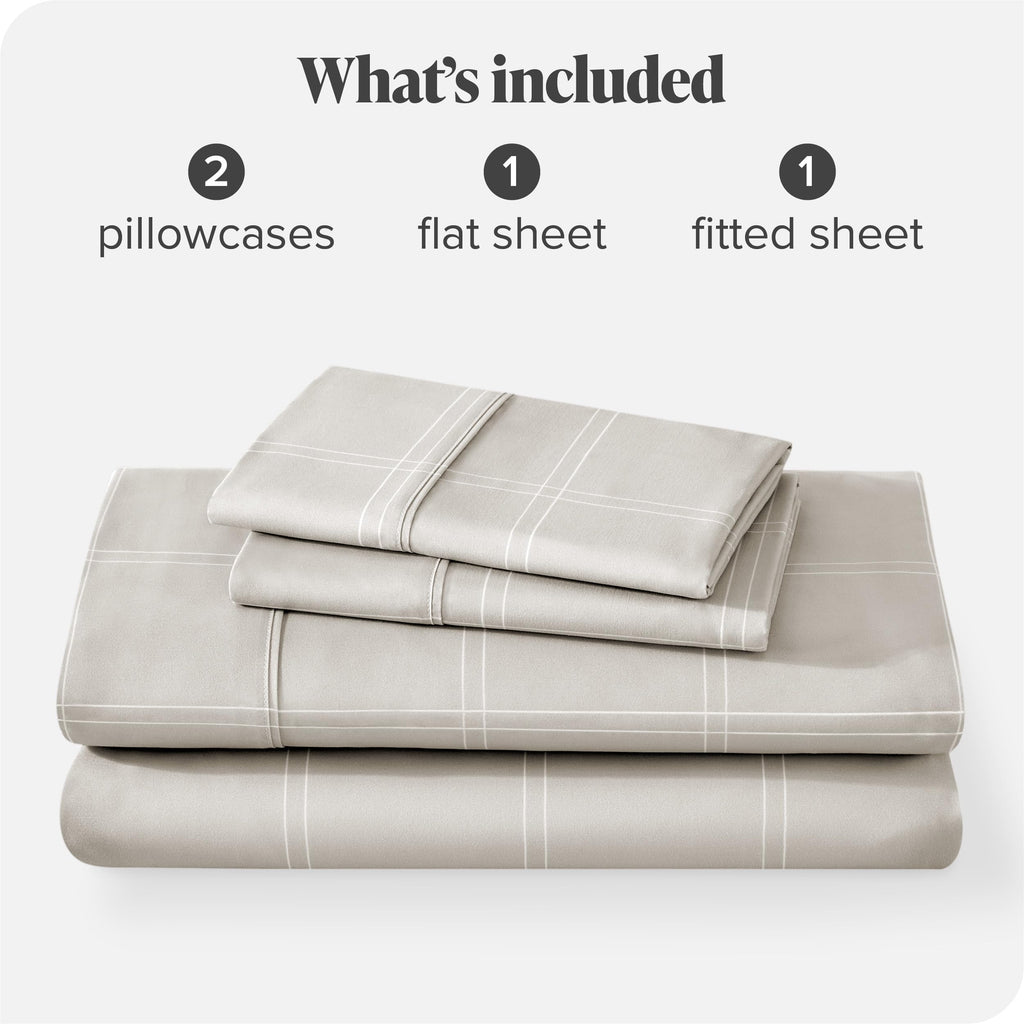 Printed Sheet Set (Modern Plaid - Stone/White)