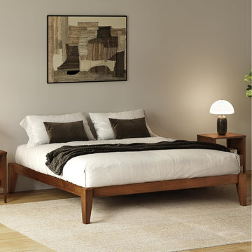 Japanese Joinery Bed Frame, Solid Wood (Walnut)