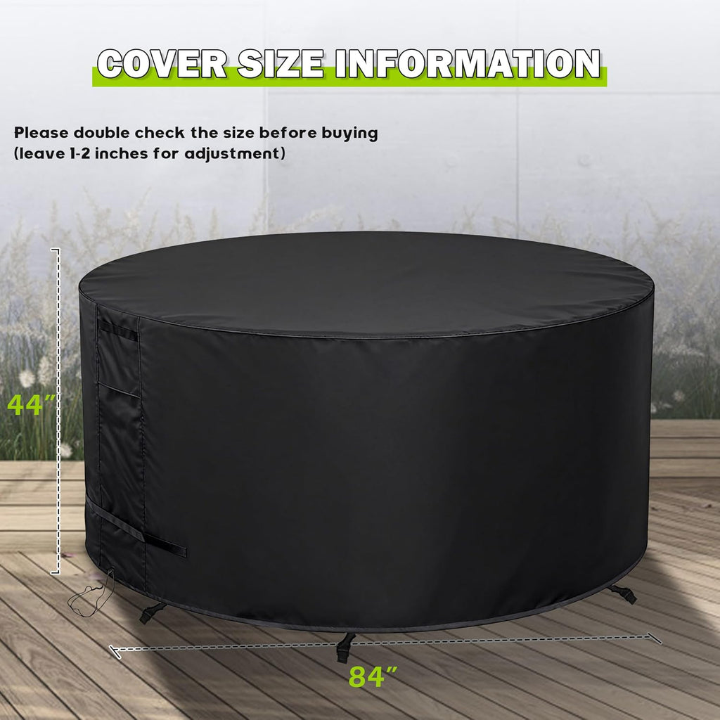 Round Patio Furniture Cover 84" Dia x 44" H Waterproof, Outdoor Round Table Cover for Tall Bar Height Table and
