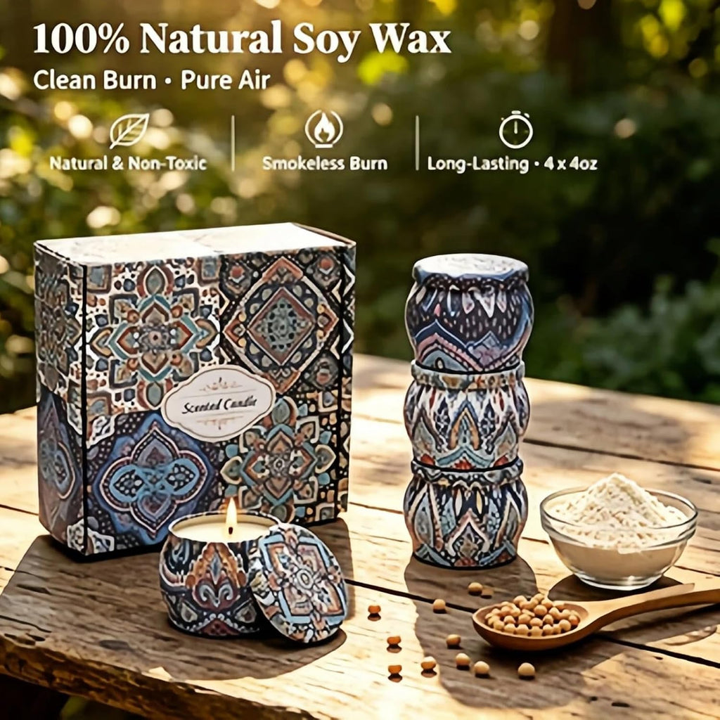 16oz Soy Scented Candles Gift Set, 4 Pack 4oz Home Soy Wax Candles - Set of 4