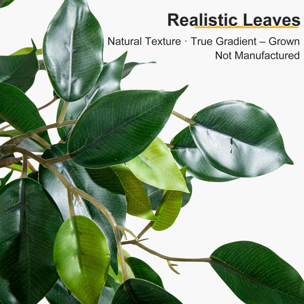 Ficus Tree Artificial 7ft Tall, Faux Ficus Tree Indoor with Real Wood Trunk