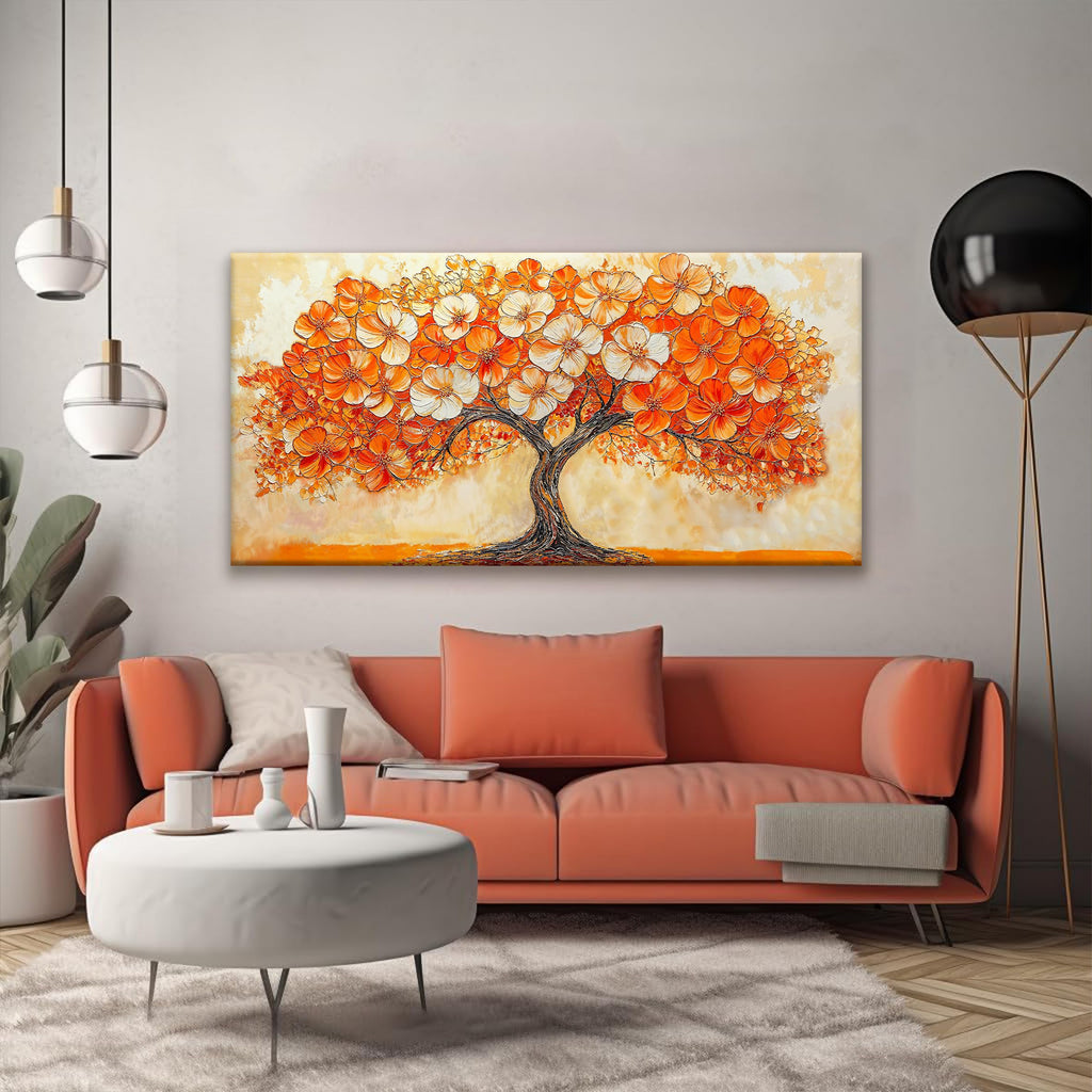 Canvas Art Wall Decor Orange Tree Abstract Wall Art Picture Modern Landscape Abstract Art Painting Home Wall Decor